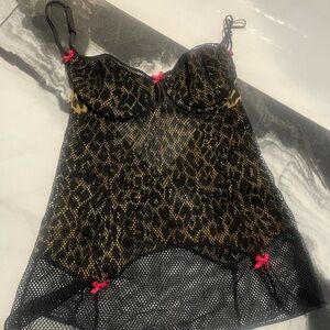 Victoria's Secret Black and Gold Mesh Top 36C